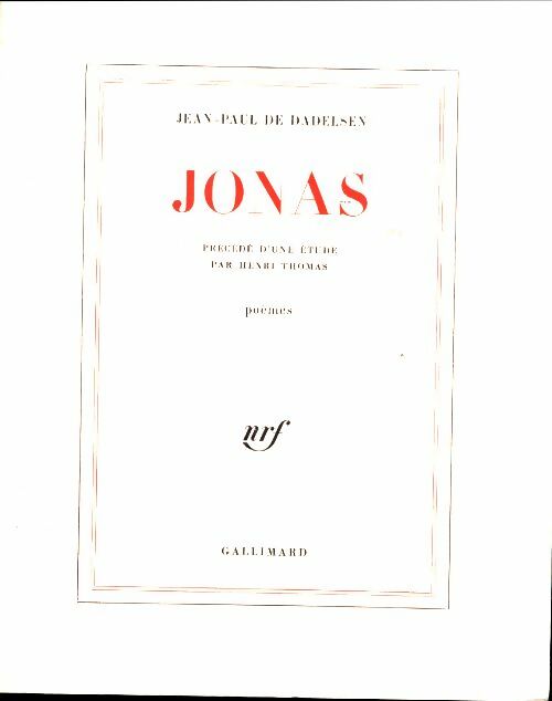 Livrenpoche : Jonas. Une étude par Henri Thomas - Jean-Paul De Dadelsen - Livre