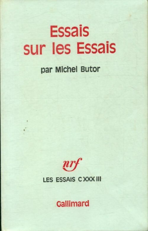 Livrenpoche : Essais sur les essais - Michel Butor - Livre