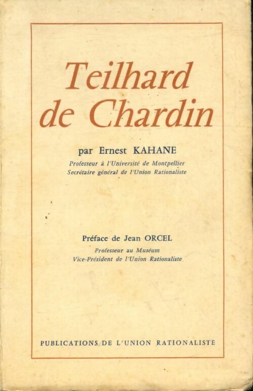 Livrenpoche : Teilhard de Chardin - Ernest Kahane - Livre