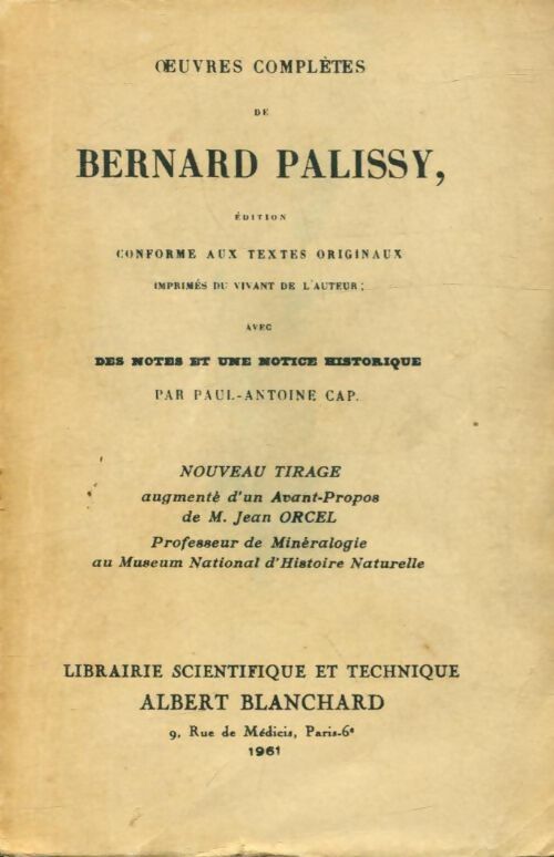 Livrenpoche : Oeuvres complètes  - Bernard Palissy - Livre
