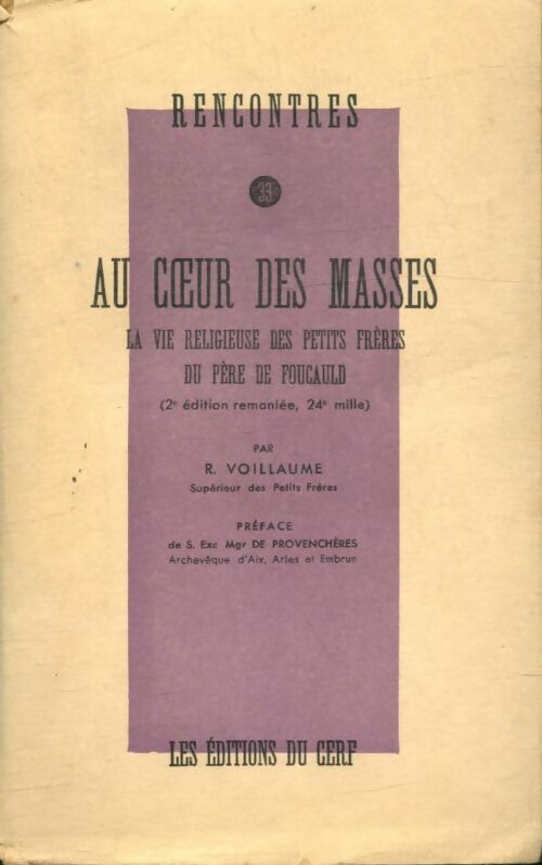Livrenpoche : Au coeur des masses - René Voillaume - Livre