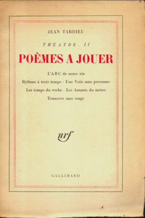 Livrenpoche : Théâtre Tome II : Poèmes à jouer - Jean Tardieu - Livre
