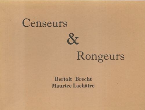 Livrenpoche : Censeurs & rongeurs - Bertolt Brecht - Livre