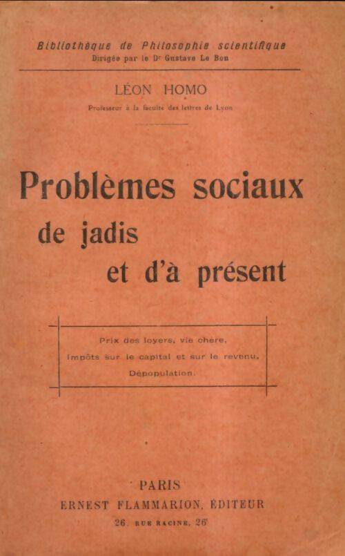 Livrenpoche : Problèmes sociaux de jadis et d'à présent - Léon Homo - Livre