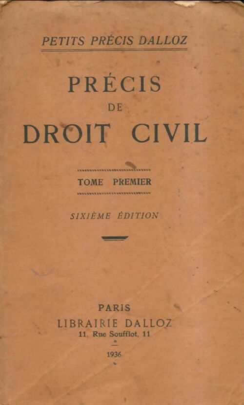 Livrenpoche : Précis de droit civil Tome I - Xxx - Livre