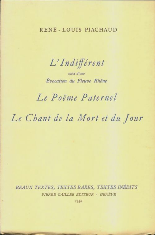 Livrenpoche : Oeuvres poétiques - René-Louis Piachaud - Livre
