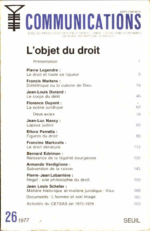 Livrenpoche : Communications n°26 : L'objet du droit - Collectif - Livre