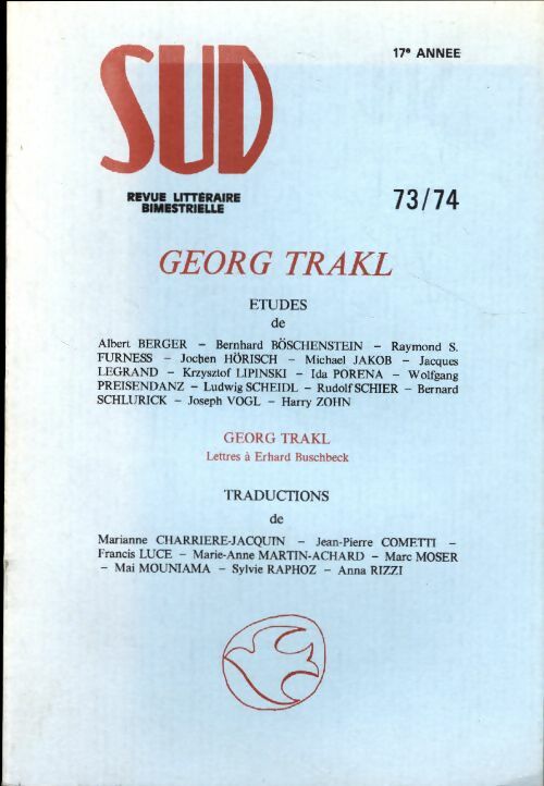 Livrenpoche : Sud n°73-74 : Georg Trakl - Collectif - Livre