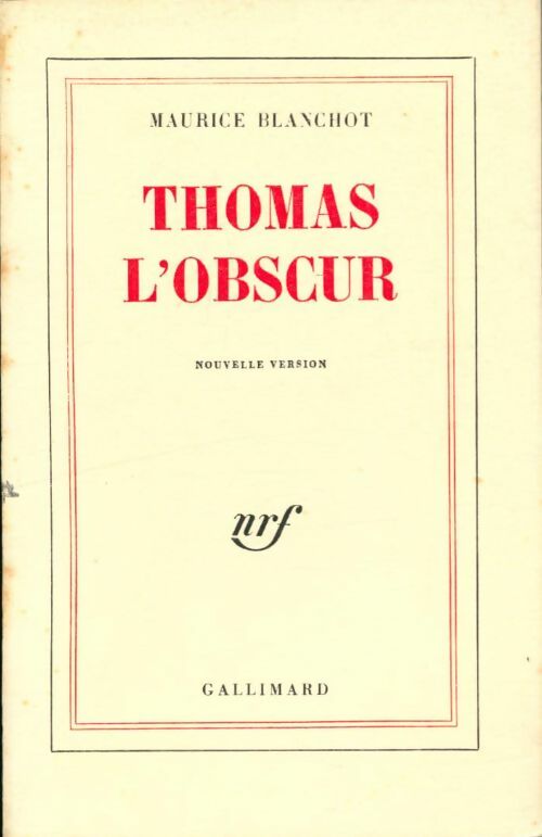 Livrenpoche : Thomas l'obscur - Maurice Blanchot - Livre