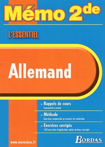 Livrenpoche : Memo essentiel allemand Seconde (ancienne edition) - Collectif - Livre