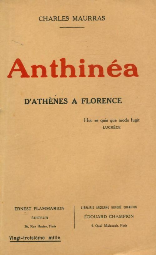 Livrenpoche : Anthinéa d'Athènes à Florence - Charles Maurras - Livre