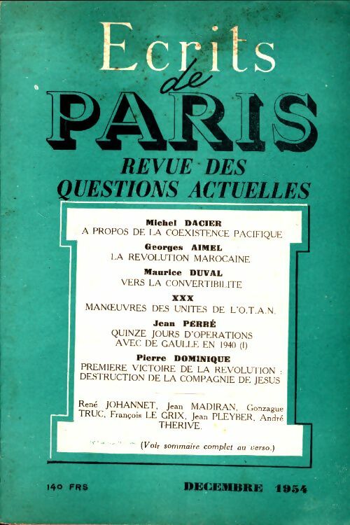 Livrenpoche : Ecrits de Paris n°121 - Collectif - Livre