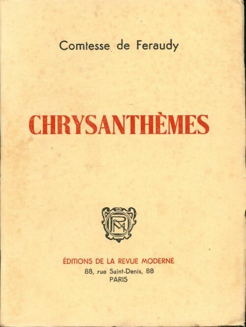 Livrenpoche : Chrysanthèmes - Comtesse De Feraudy - Livre
