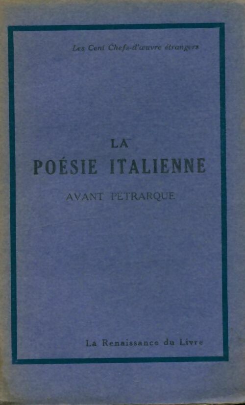 Livrenpoche : La poésie italienne avant Pétrarque - Th Lalande-Jeanroy - Livre