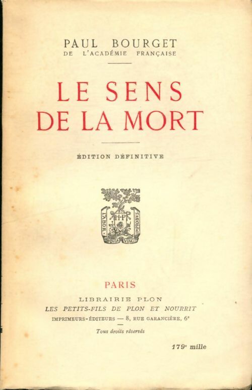 Livrenpoche : Le sens de la mort - Paul Bourget - Livre