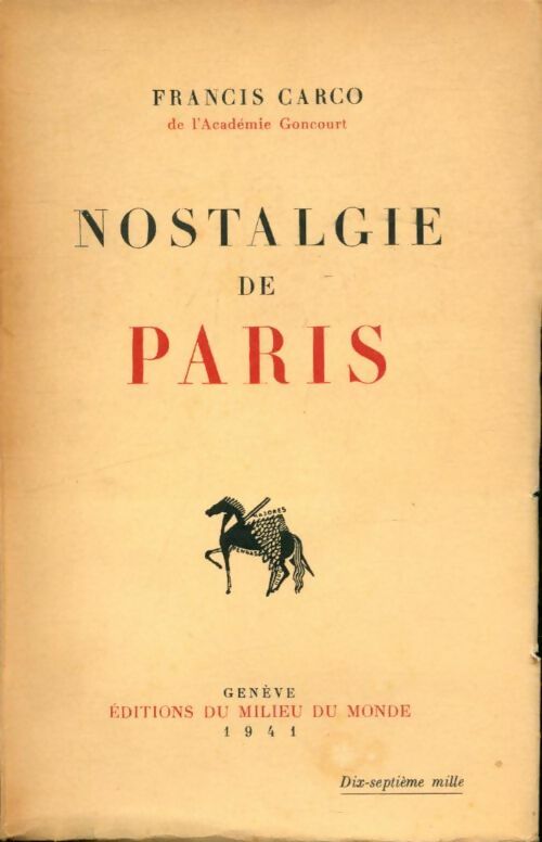 Livrenpoche : Nostalgie de Paris - Francis Carco - Livre