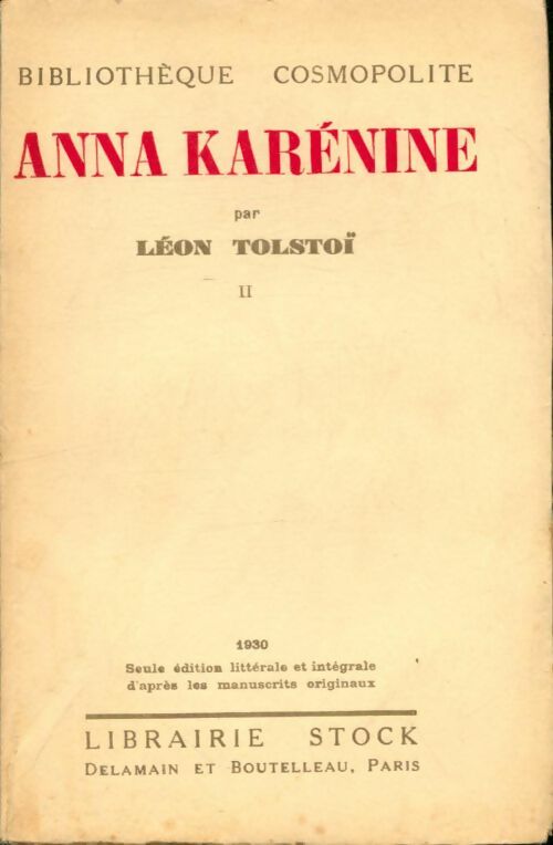 Livrenpoche : Anna Karénine Tome II - Comte Léon L. Tolstoï - Livre