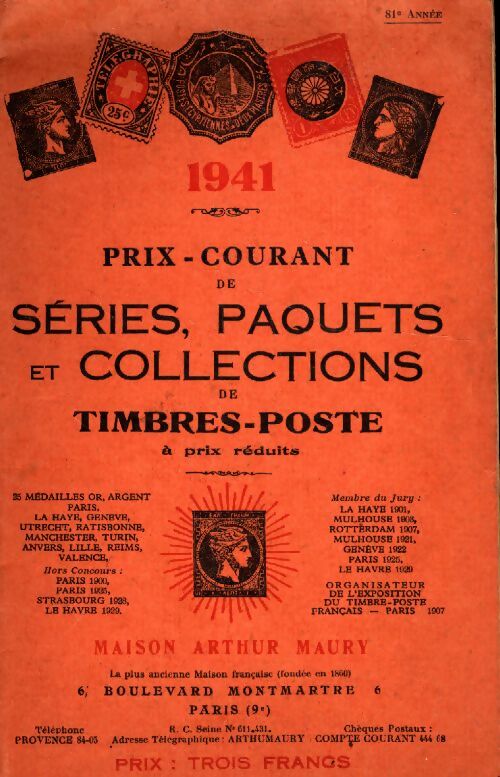 Livrenpoche : Prix courant de séries, paquets et collections de timbres-poste 1941 - Collectif - Livre