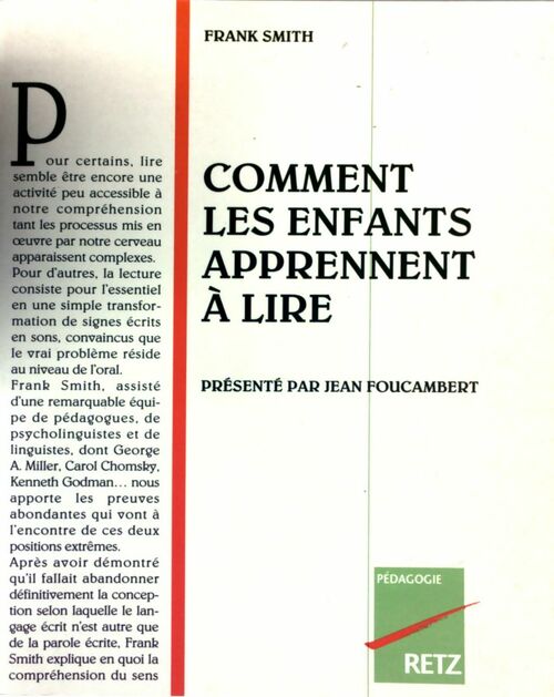 Livrenpoche : Comment les enfants apprennent à lire - Frank Smith - Livre