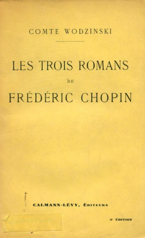 Livrenpoche : Les trois romans de Frédéric Chopin - Comte Wodzinski - Livre