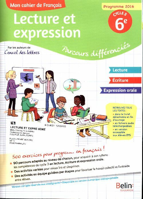 Livrenpoche : Lecture et expression 6e. Parcours différenciés 2016 - Belin - Livre