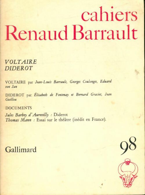 Livrenpoche : Cahiers Renaud-Barrault n°98 : Voltaire Diderot - Collectif - Livre