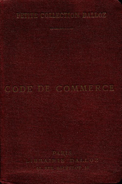 Livrenpoche : Code de commerce 1927 - Collectif - Livre