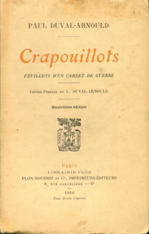 Livrenpoche : Crapouillots - Paul Duval-Arnould - Livre