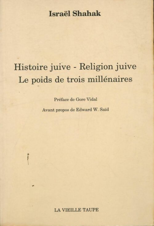 Livrenpoche : Histoire juive, religion juive : Le poids de trois millénaires - Israel Shahak - Livre