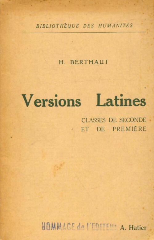 Livrenpoche : Versions latines Seconde et Première - H. Berthaut - Livre
