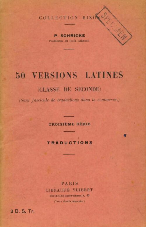 Livrenpoche : 50 versions latines Seconde - P. Schricke - Livre