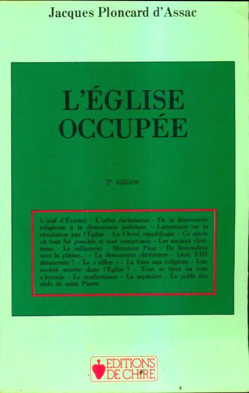 Livrenpoche : L'église occupée - Jacques Ploncard D'Assac - Livre