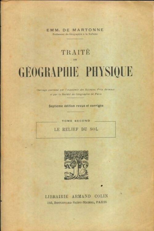 Livrenpoche : Traité de géographie physique Tome II - E. De Martonne - Livre