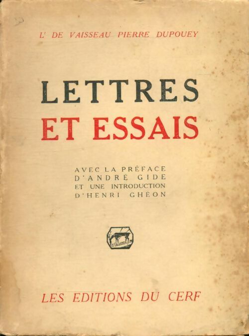 Livrenpoche : Lettres et essais - Pierre Dupouey - Livre