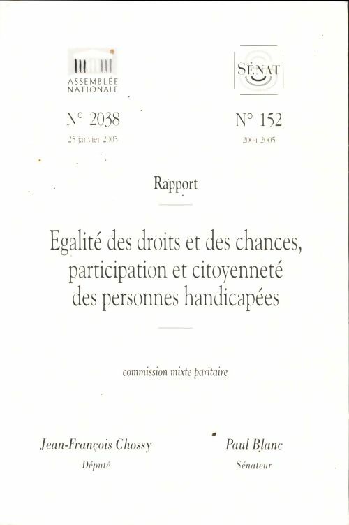 Livrenpoche : Égalité des droits et des chances, participation et citoyenneté des personnes handicapées - Jean-François Choissy - Livre