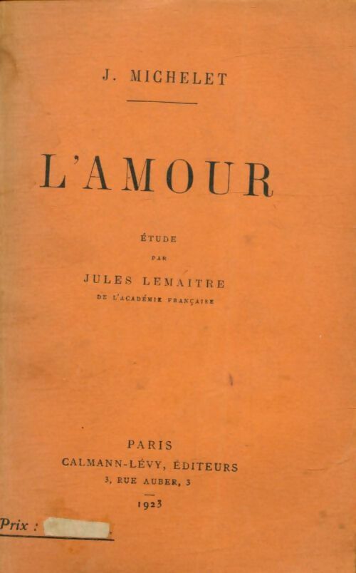 Livrenpoche : L'amour - Jules Michelet - Livre