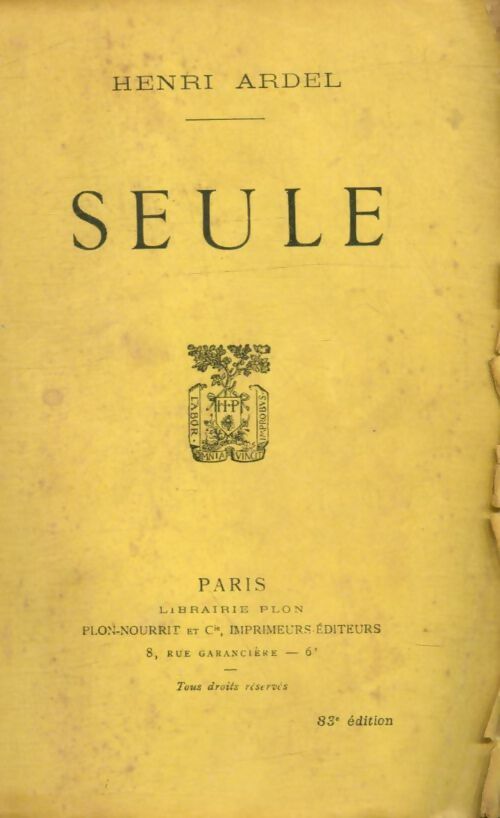 Livrenpoche : Seule - Henri Ardel - Livre
