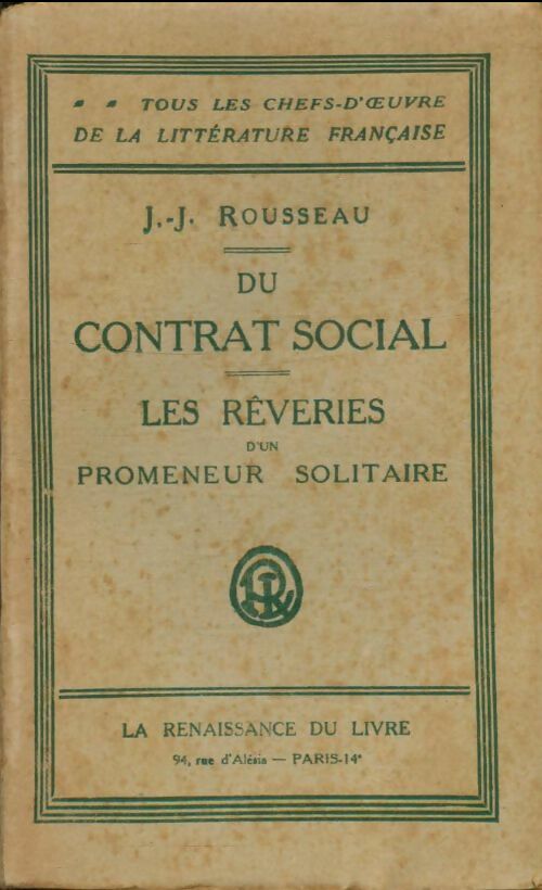 Livrenpoche : Du contrat social / Les rêveries d'un promeneur solitaire - Jean-Jacques Rousseau - Livre