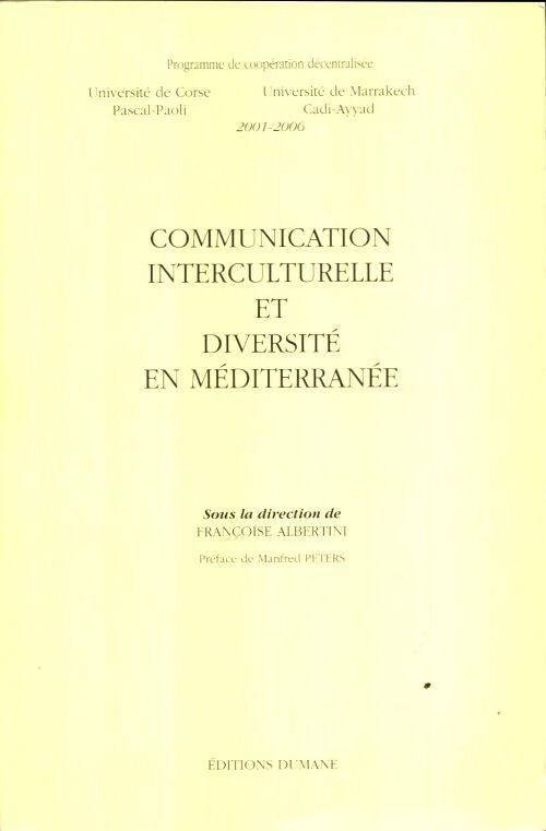 Livrenpoche : Communication interculturelle et diversité en Méditerranée - Françoise Albertini - Livre