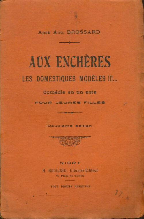 Livrenpoche : Aux enchères : Les domestiques modèles ! ! ! ... - Abbé Aug. Brossard - Livre