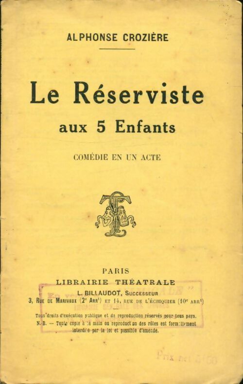 Livrenpoche : Le réserviste aux 5 enfants - Alphonse Crozière - Livre