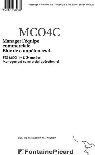 Livrenpoche : Manager l'équipe commerciale. Bloc 4 BTS mco : Corrigé - Collectif - Livre