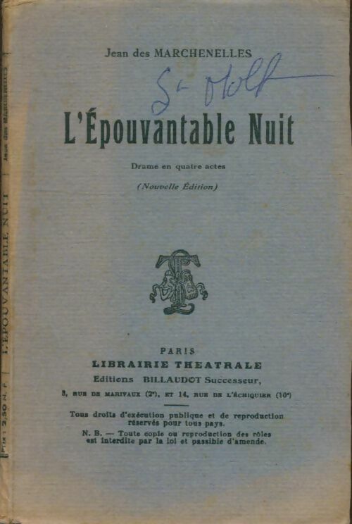 Livrenpoche : L'épouvantable nuit  - Jean Des Marchenelles - Livre