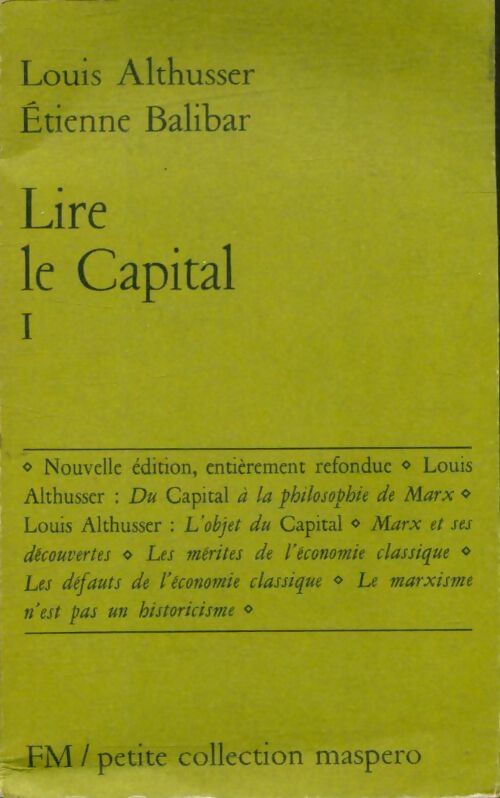 Livrenpoche : Lire le capital Tome I - Louis Althusser, Etienne Balibar - Livre