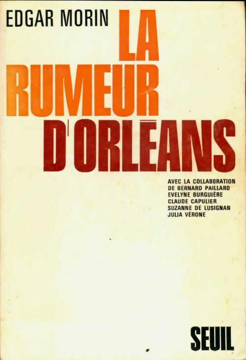 Livrenpoche : La rumeur d'Orléans - Edgar Morin - Livre