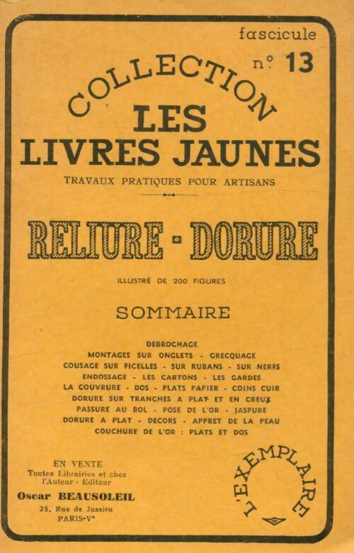 Livrenpoche : Reliure / Dorure - Oscar Beausoleil - Livre