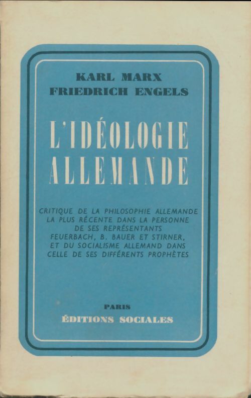 Livrenpoche : L'idéologie allemande - Karl Marx, Friedrich Engels - Livre