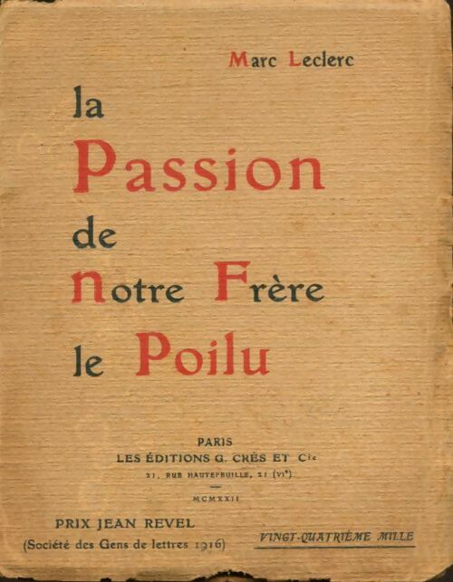 Livrenpoche : La passion de notre frère le poilu - Marc Leclerc - Livre
