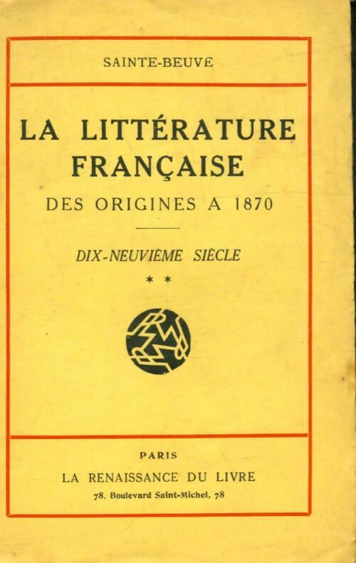 Livrenpoche : La littérature française - Sainte-Beuve - Livre