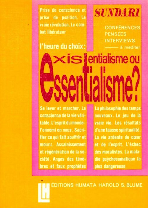 Livrenpoche : Sundari. Existentialisme ou essentialisme? - Collectif - Livre